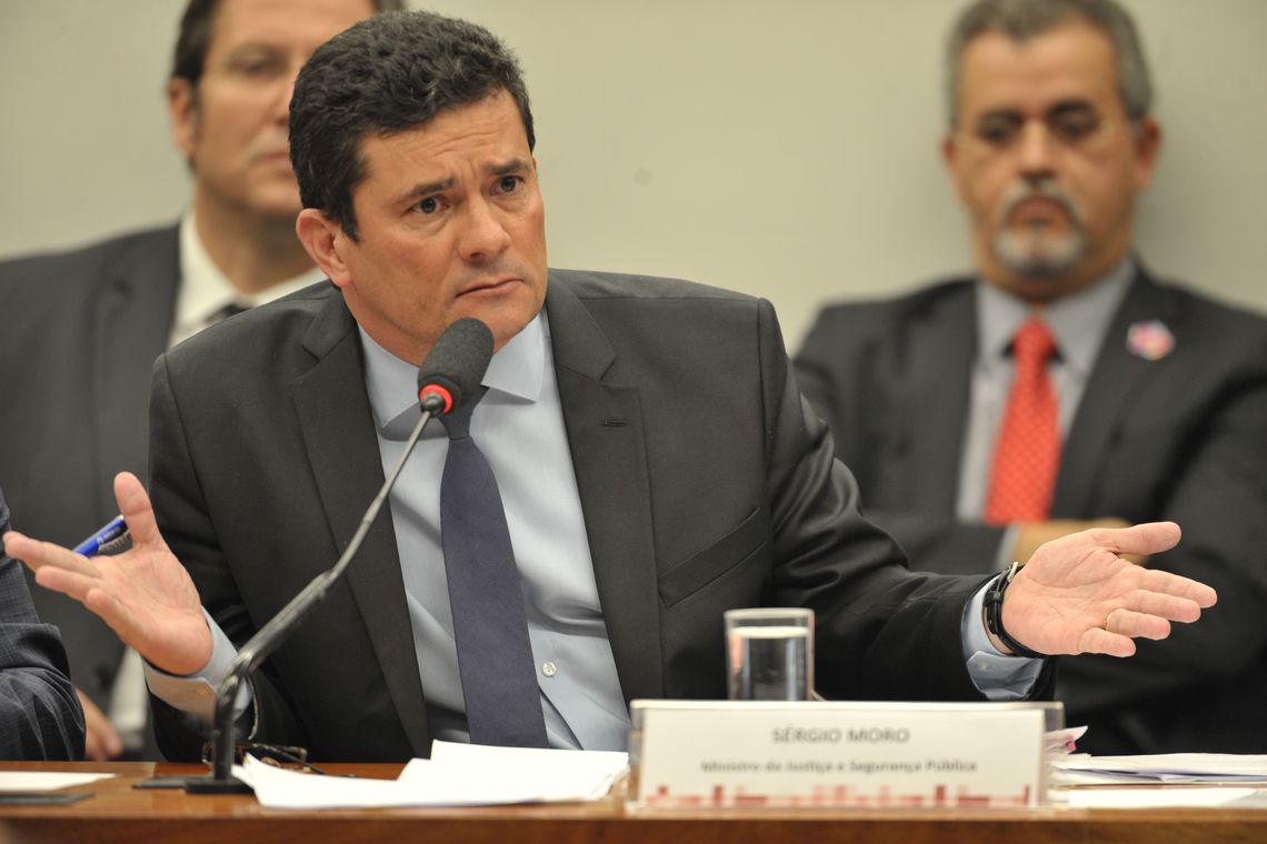 O ex-ministro da Justiça e Segurança Pública, Sergio Moro, durante audiência pública na Comissão de Constituição e Justiça (CCJ) da Câmara dos Deputados.