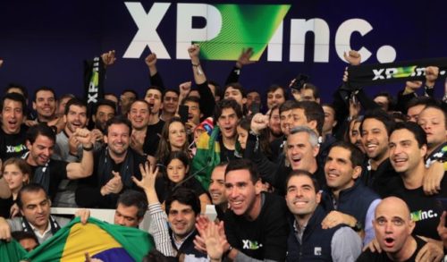 Comemoração no dia em que a XP Inc. realizou o IPO na Nasdaq