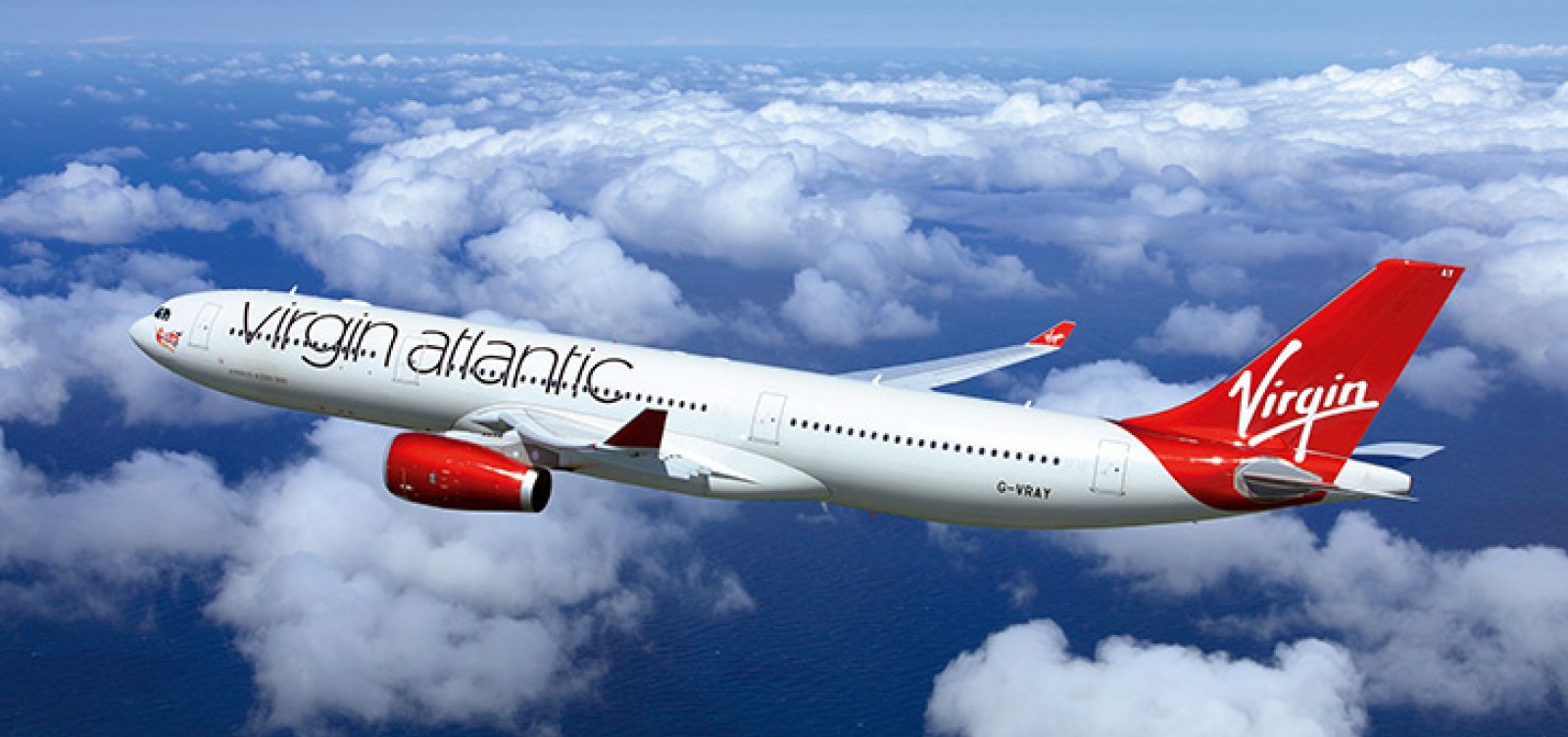 Vista aérea de um avião da Virgin Atlantic