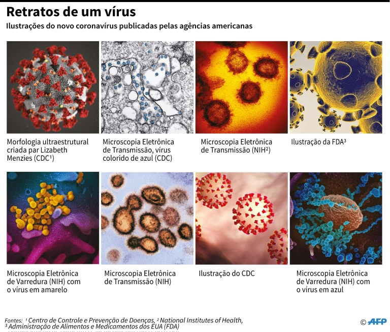As ilustrações do novo coronavírus usadas pelas agências científicas dos Estados Unidos