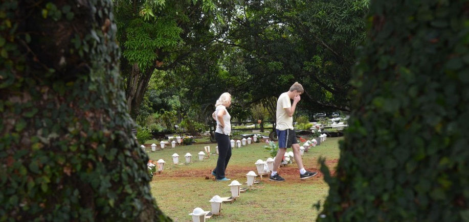 Pessoas em cemitério no Brasil