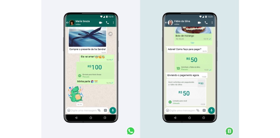 Reprodução do novo sistema de envio de dinheiro pelo WhatsApp