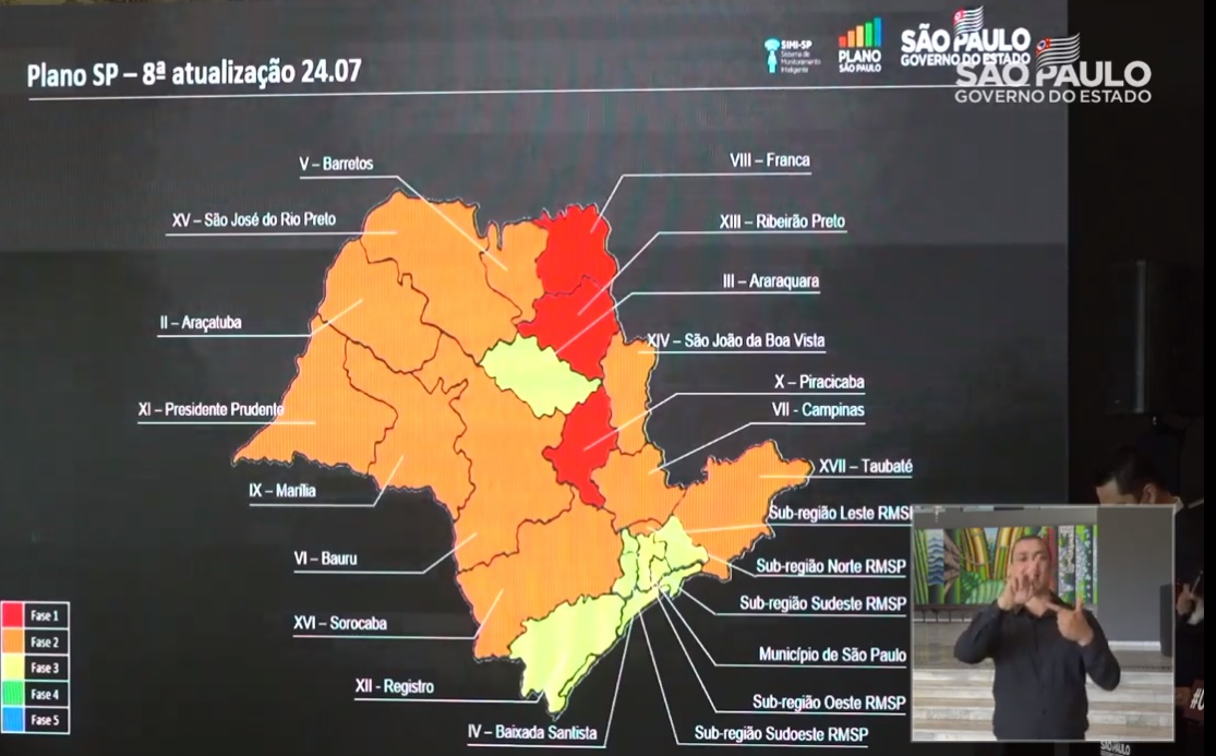 Novo mapa de SP apresentado em coletiva do Governo de SP