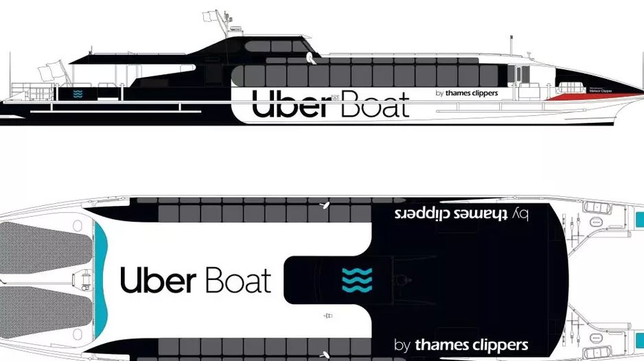Os barcos e os cais chamarão "Uber Boat by Thames Clippers"