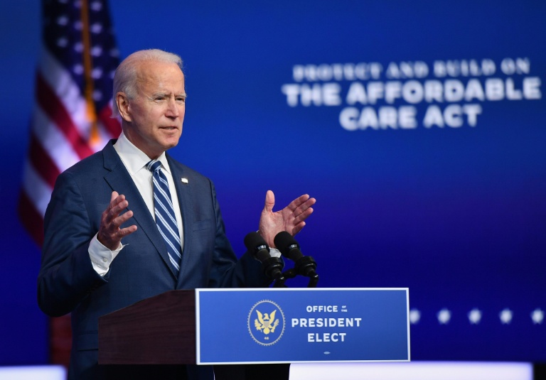 O presidente democrata americano eleito, Joe Biden, em Wilmington, Delaware, em 10 de novembro de 2020
