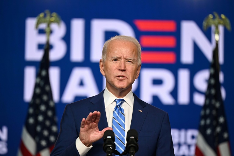 O democrata Joe Biden discursa em Wilmington, Delaware