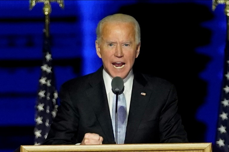 "Prometo ser um presidente que une e não que divide", disse Joe Biden