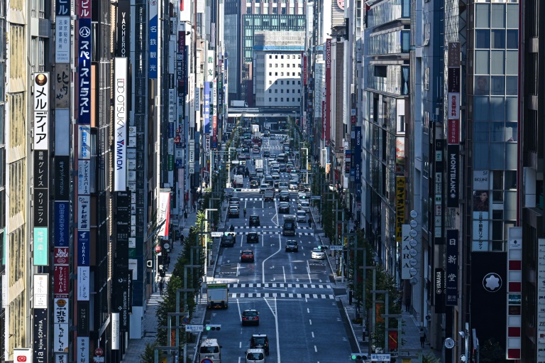 O bairro de Ginza, em Tóquio, em 16 de novembro de 2020