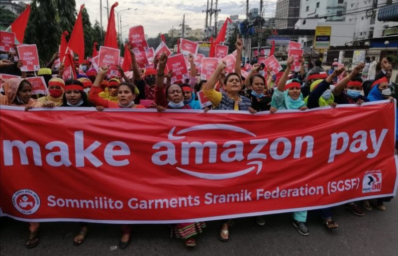 Trabalhadores da Amazon protestaram em Bangladesh