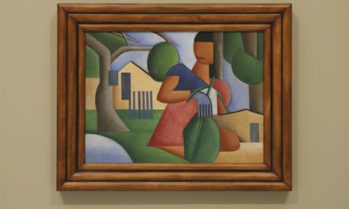 O autorretrato cubista pintado foi feito pela artista em 1923 e o título faz referência à sua origem no interior paulista
