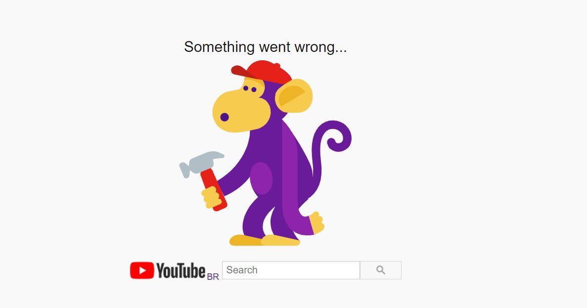 No YouTube o aviso de erro desta manhã é este
