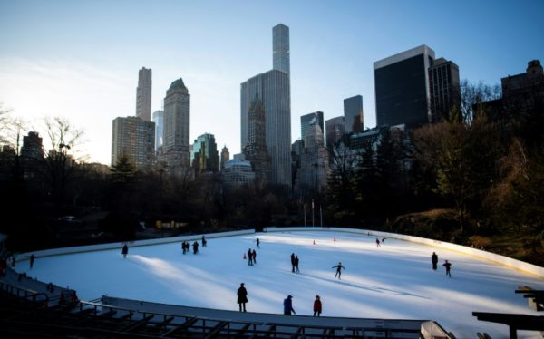 Ringue de patinação do Wollman Rink no Central Park, Nova York, 27 de janeiro de 2019 Trump