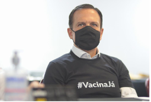 O governador de São Paulo, João Doria acompanha a reunião da Anvisa que decide sobre a aprovação do uso emergencial das vacinas contra a covid-19