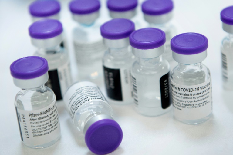 Frascos da vacina anticovid Pfizer-BioNTech em 30 de dezembro de 2020