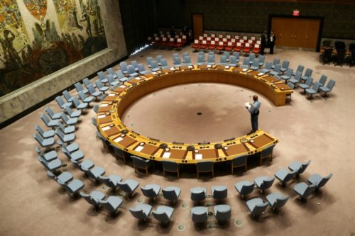 (Arquivo) Sala de sessões do Conselho de Segurança da ONU, em 20 de setembro de 2017