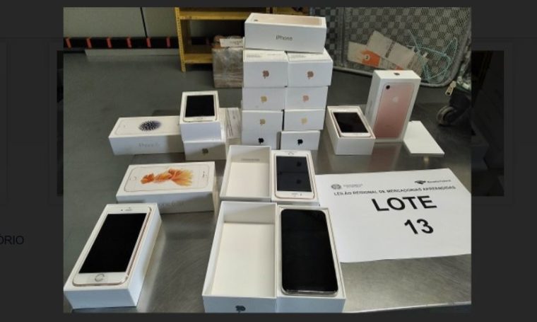 Um dos lotes do leilão da Receita inclui 15 iPhones pelo preço de um