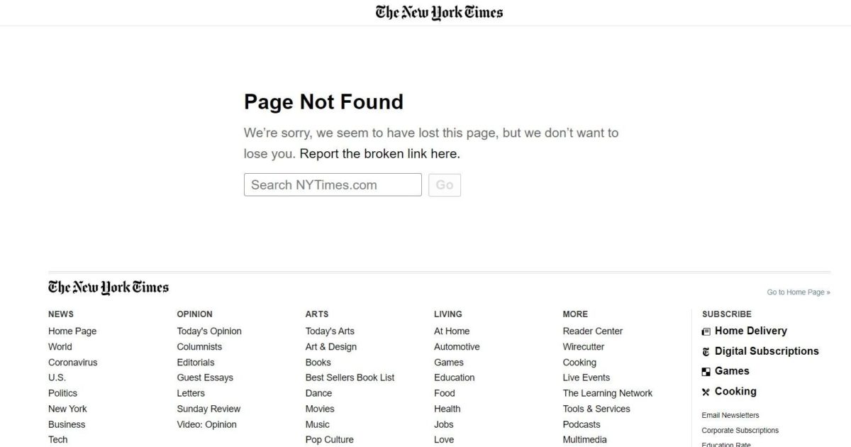 Página do The New York Times