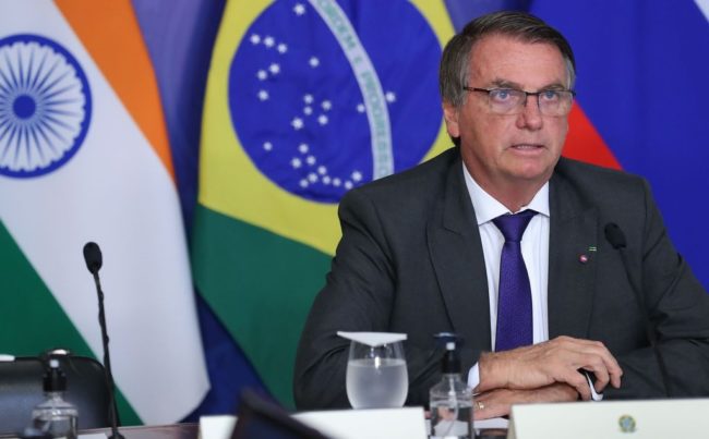 O presidente da República, Jair Messias Bolsonaro, participa por videoconferência da XIII Cúpula do BRICS