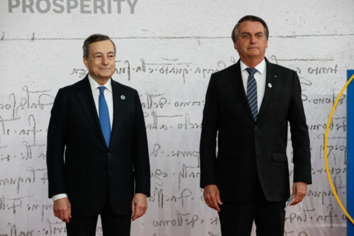 Presidente Jair Bolsonaro foi recebido pelo primeiro-ministro italiano Mario Draghi