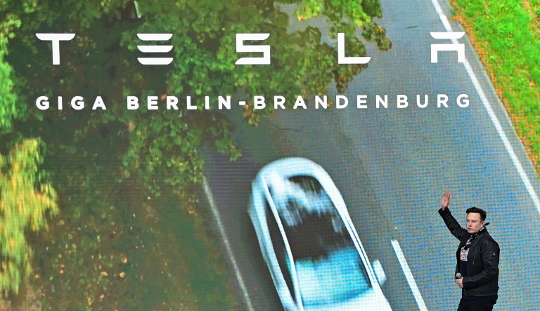 O CEO da Tesla, Elon Musk, durante a inaugração de fábrica em Gruenheide, Alemanha, em 9 de outubro de 2021