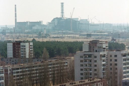 Vista geral de Chernobyl em 22 de abril de 1996 -
