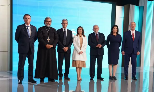 Candidatos à presidência no debate da Globo