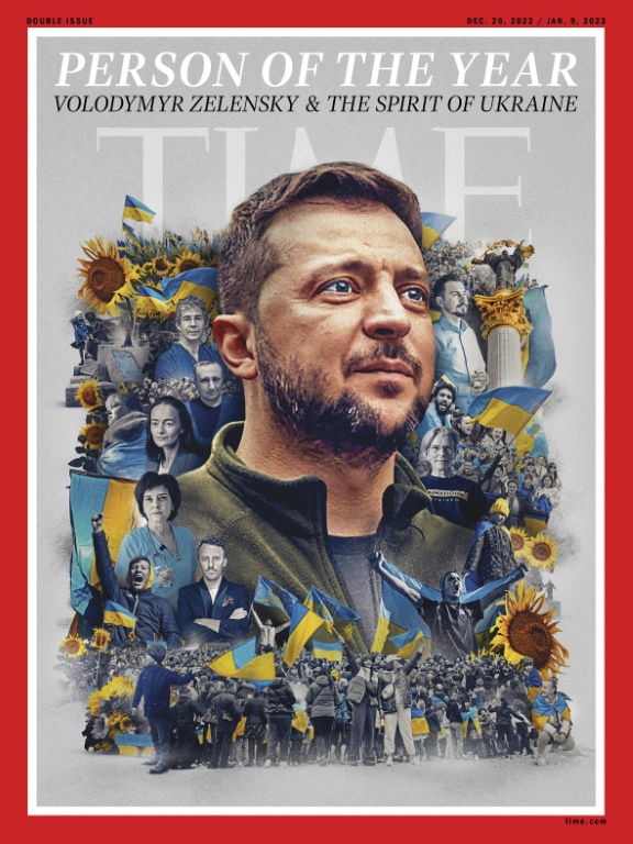 A capa da revista Time que anuncia Volodimir Zelensky como personalidade do ano 2022 - TIME/AFP