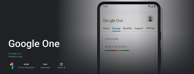 O Google One, aplicativo de espaço de armazenamento no Google Drive, Gmail e Google Fotos, atingiu a marca de 1 bilhão de downloads
