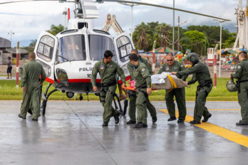 Um dos únicos helipontos da região, que pertence ao empresário Abilio Diniz e foi liberado para uso após a tragédia, teve momentos de "congestionamento" de aeronaves