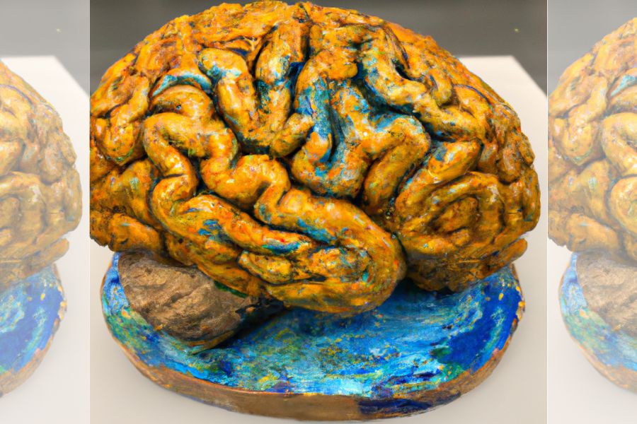 Imagem gerada pela IA Dall-E após o comando "cérebro pintado por Van Gogh"