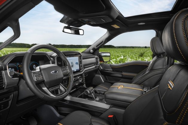Interior space of the Ford F-150 Platinum pickup