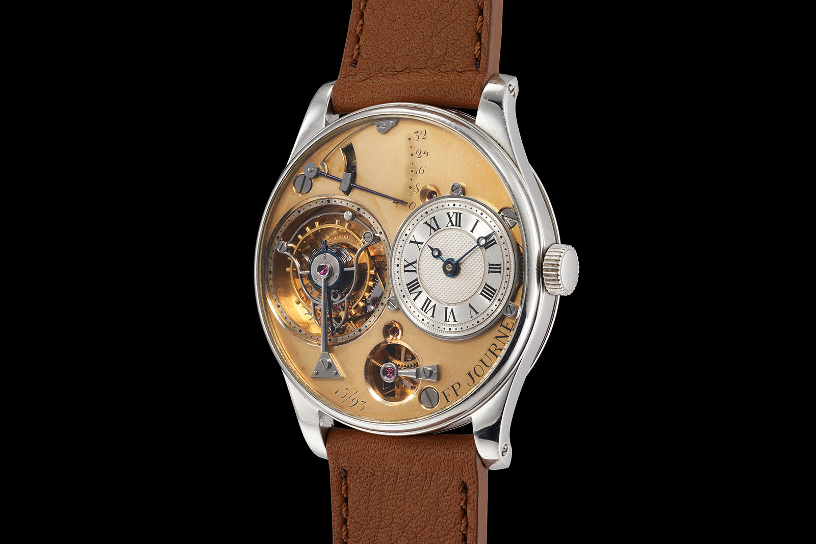 Relógio F.P. Journe Tourbillon Souverain à Remontoir d'égalité, leiloado por 6 milhões de francos suíços - Foto: SJX Watches