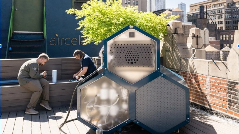 Máquina da Aircela capaz de extrair CO₂ do ar e convertê-lo em gasolina sintética