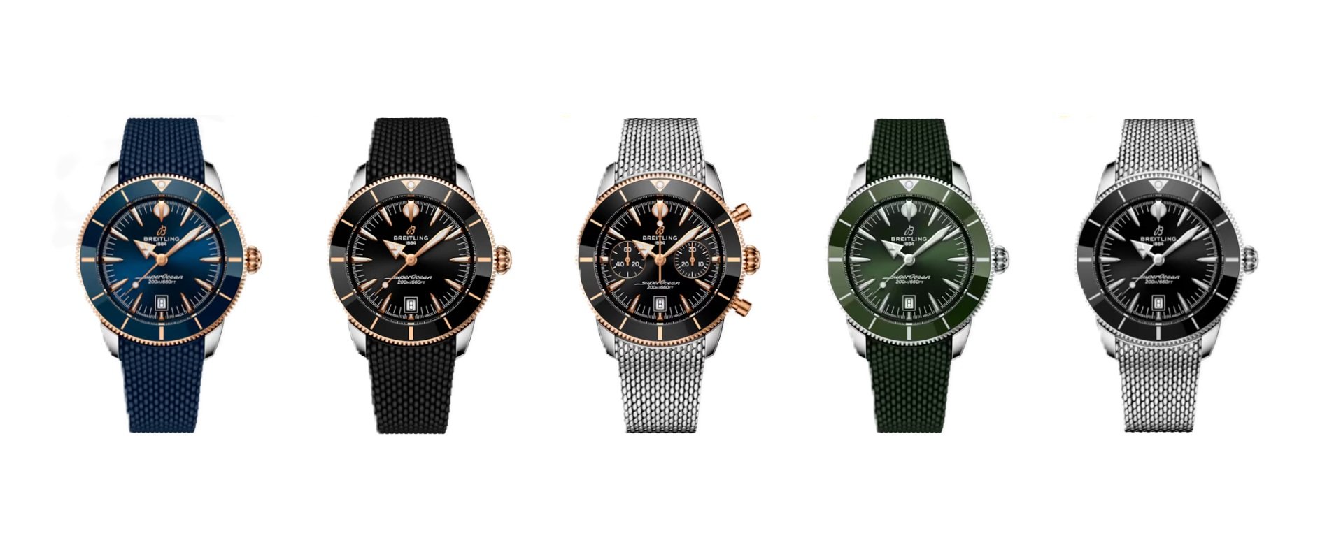 Modelos da nova coleção Breitling Superocean Heritage