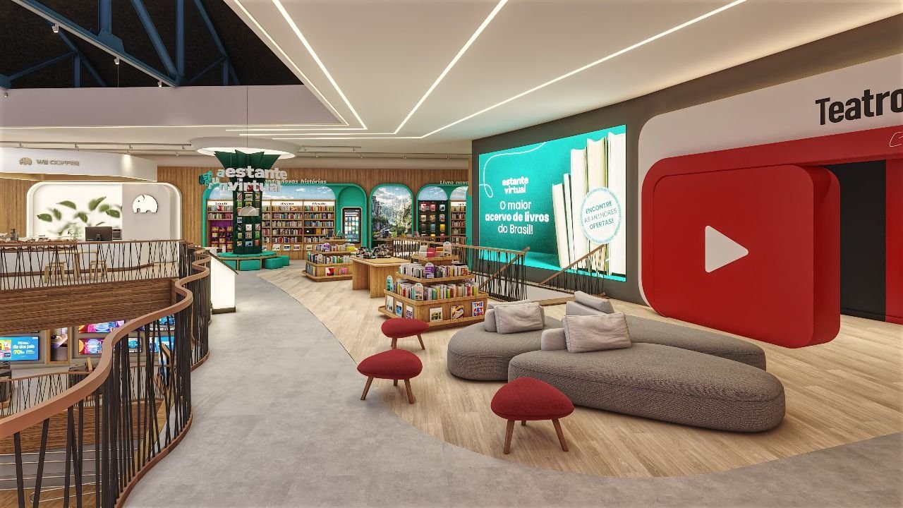 Projeto da área da Estante Virtual na futura loja conceito do Magalu