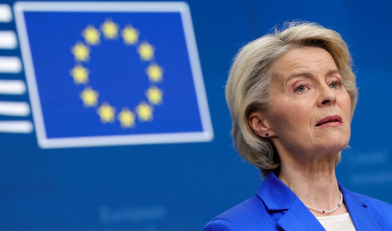 Presidente da Comissão Europeia, Ursula von der Leyen, em Bruxelas 23/10/2025 