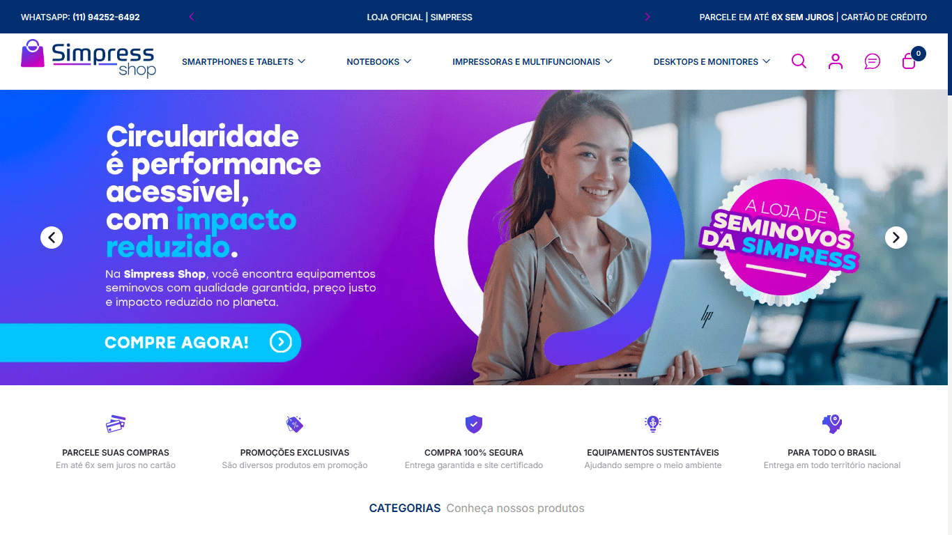 Simpress lança novo braço de negócios com loja online de notebooks e celulares seminovos