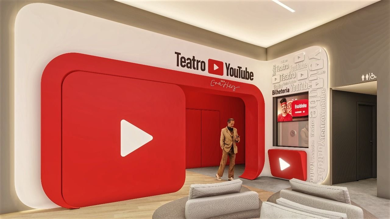 Projeto de entrada do Teatro YouTube na futura loja conceito do Magalu