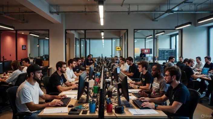 Escritório com designers e desenvolvedores