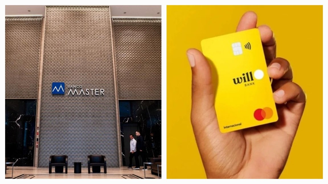 Montagem com fotos de divulgação do Banco Master e do Will Bank