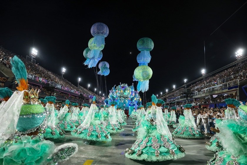 Acadêmicos do Grande Rio desfila no terceiro dia de carnaval do grupo Especial na Marquês de Sapucaí, na região central do Rio de Janeiro. Rio de Janeiro (RJ), 05/03/2025