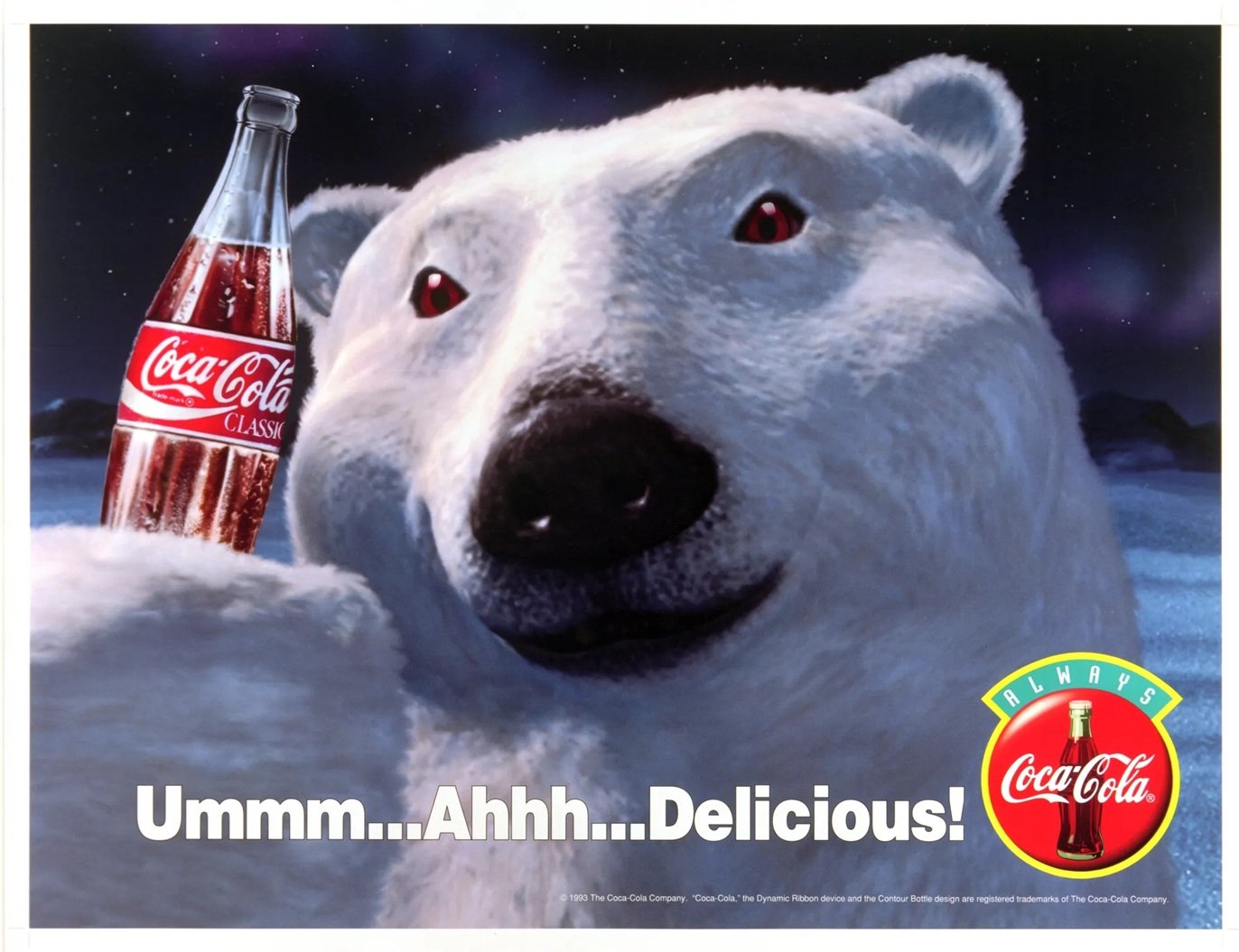 O primeiro urso polar animado a aparecer em propagadas da Coca-Cola