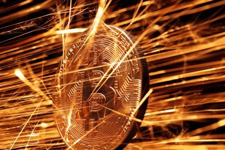 Ilustração de moeda com o símbolo do bitcoin