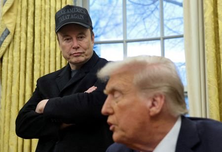 Fotografia de Donald Trump e Elon Musk no Salão Oval da Casa Branca