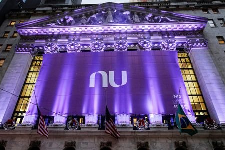Logo do Nubank na bolsa de valores de Nova York, nos Estados Unidos