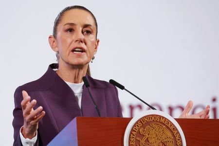 Presidente do México, Claudia Sheinbaum, durante entrevista coletiva na Cidade do México