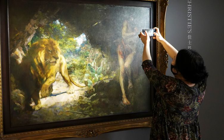 A pintura de Xu Beihong, chamada "Escravo e Leão", deve obter até US$ 58 milhões