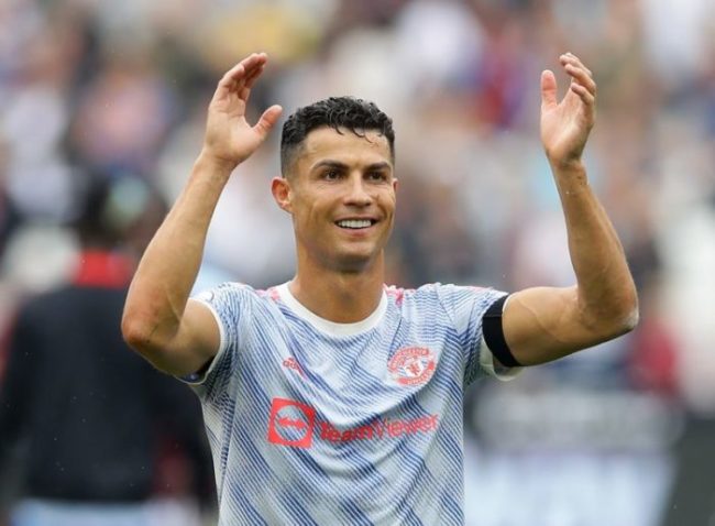 Cristiano Ronaldo comemora após partida entre Manchester Unided e West Ham pelo Campeonato Inglês