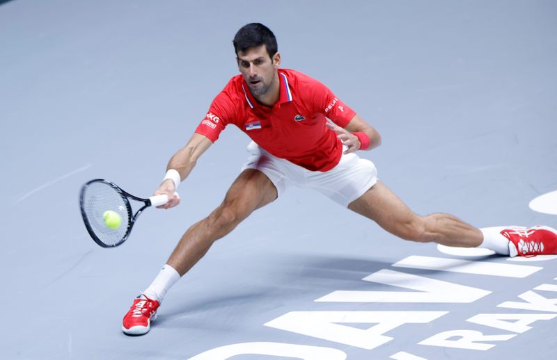 Novak Djokovic durante partida da Copa Davis em Innsbruck, na Áustria