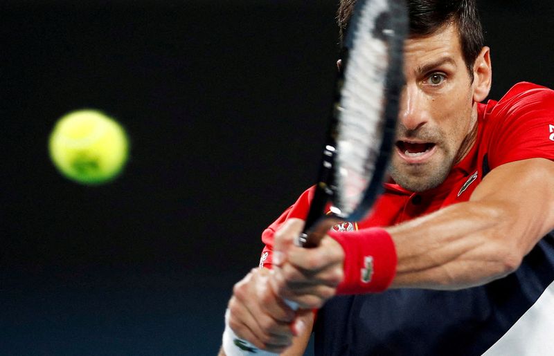 Novak Djokovic durante partida pela ATP Cup em Sydney
